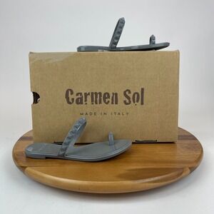 Womens‎ Carmen Sol Maria Gray Jelly Spike Accent Toe Loop Sandals Size 5 M EUC